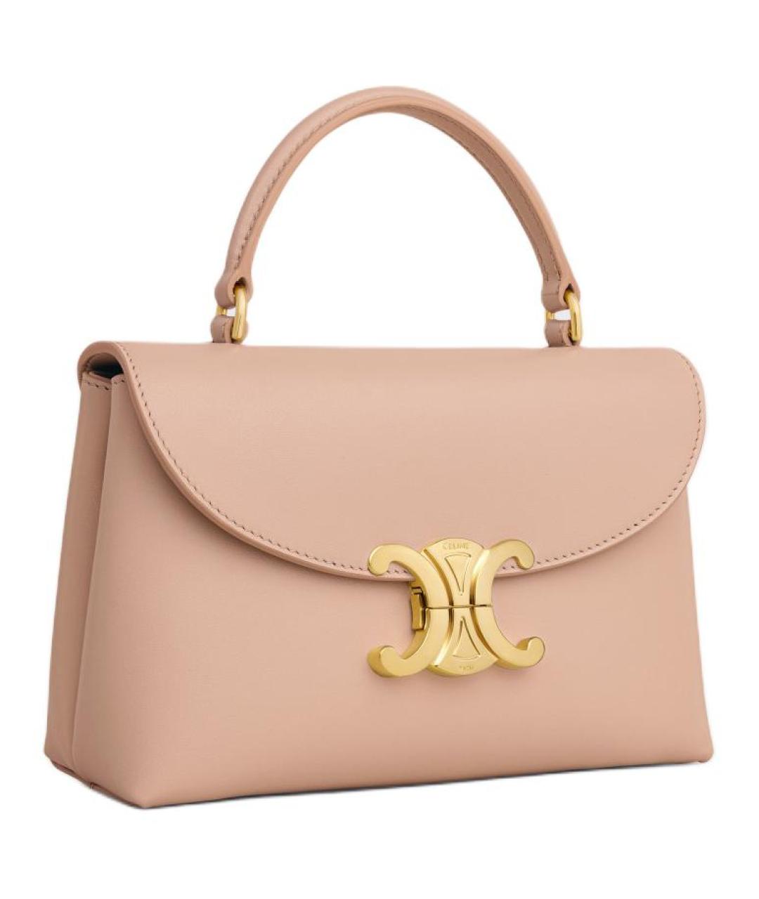 CELINE Бежевая кожаная сумка с короткими ручками, фото 2