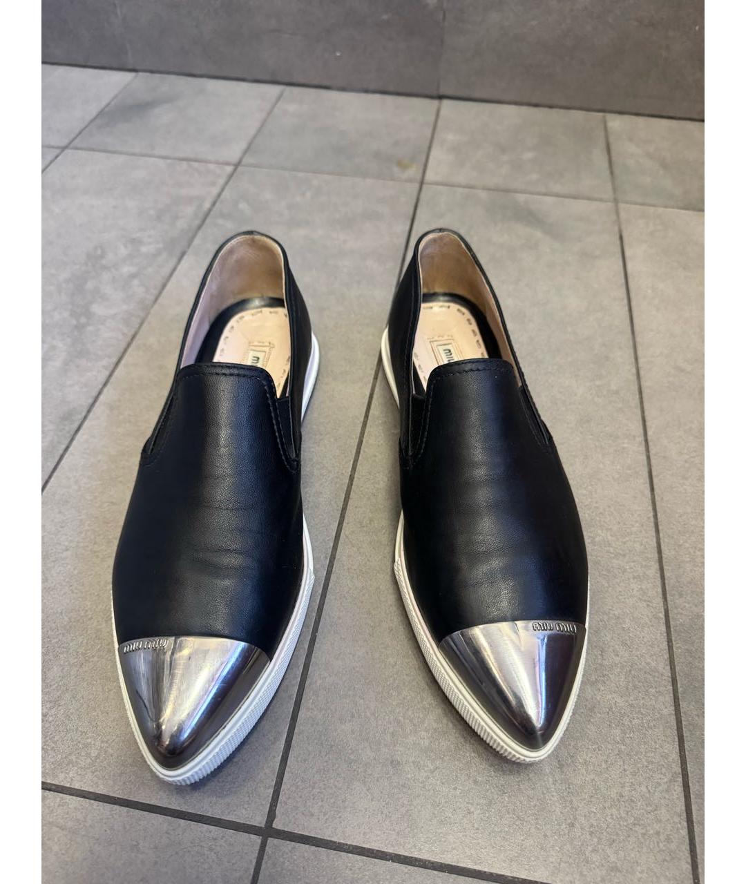 MIU MIU Черные кожаные лоферы, фото 2