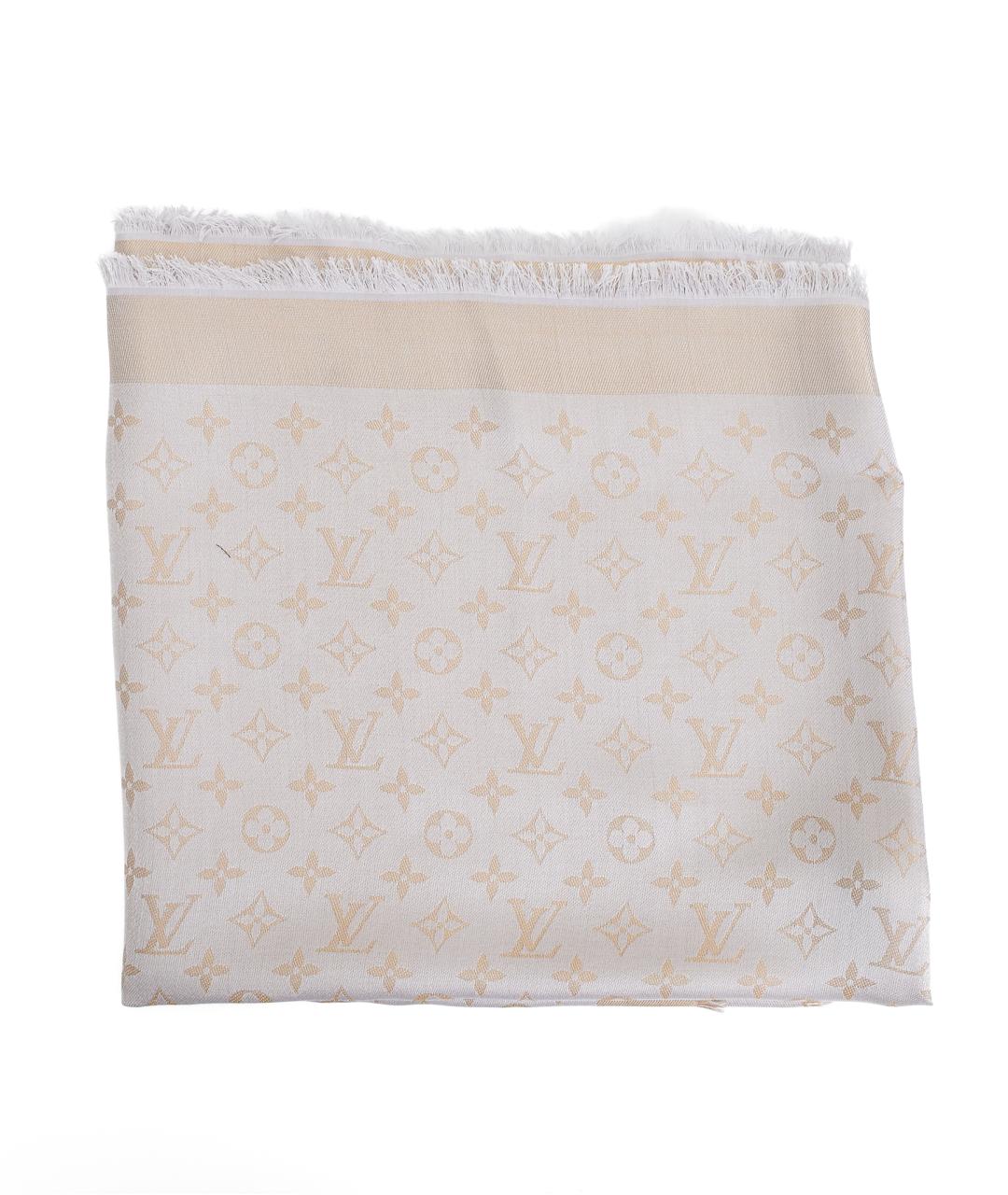 LOUIS VUITTON Бежевый шелковый платок, фото 2