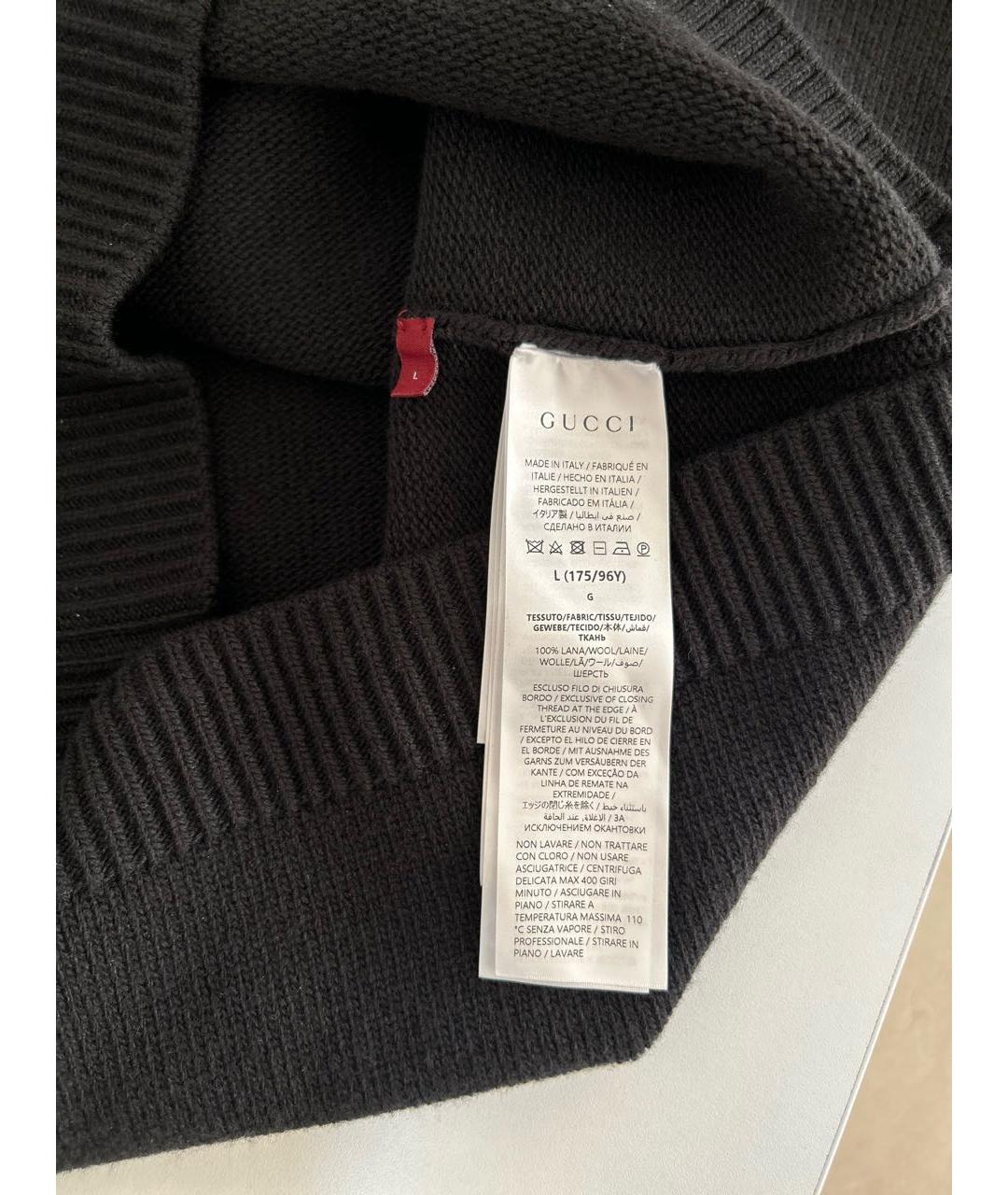 GUCCI Черный шерстяной джемпер / свитер, фото 5