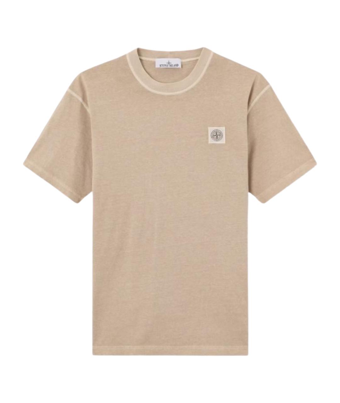 STONE ISLAND Бежевая хлопковая футболка, фото 1