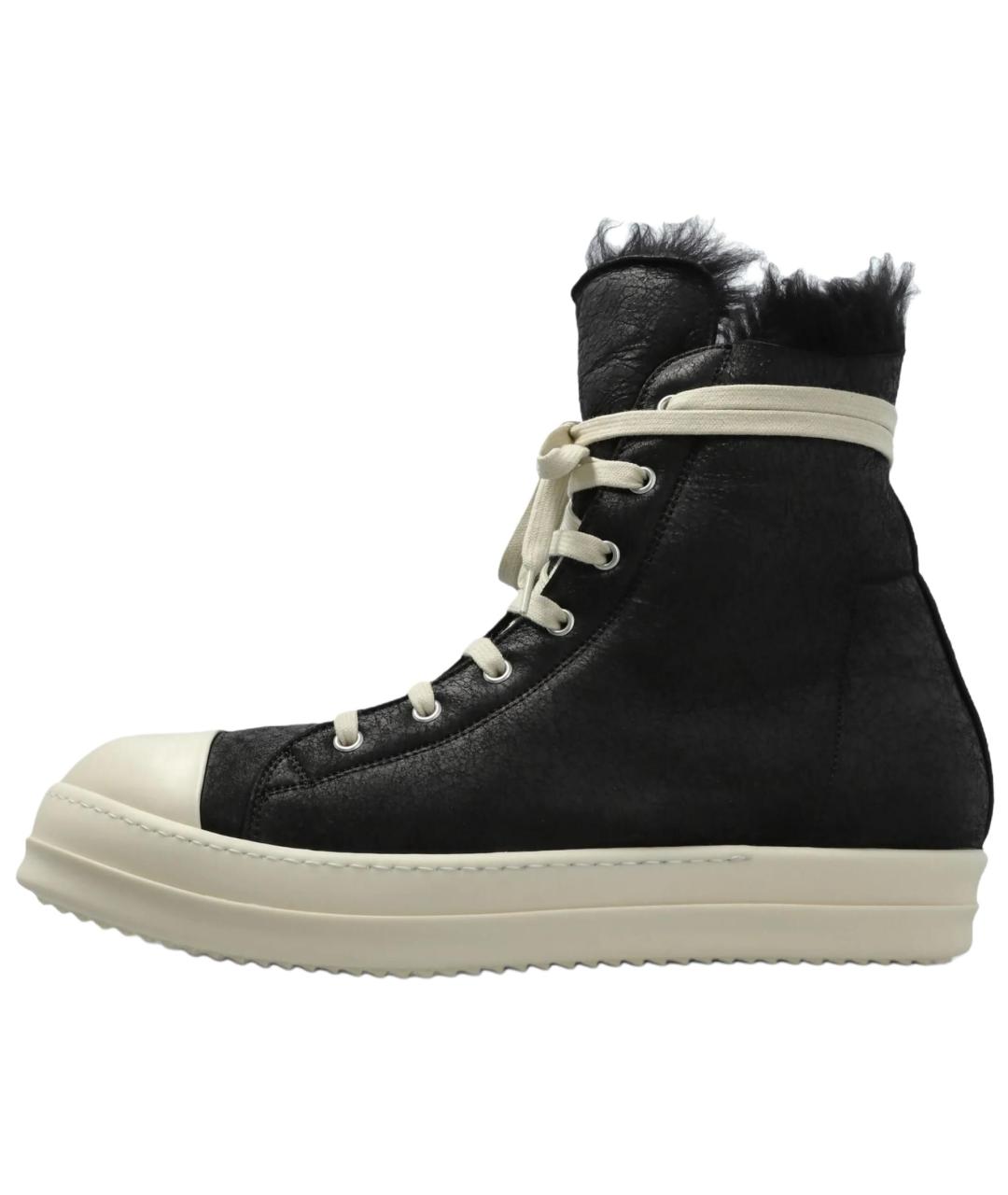 RICK OWENS Черные текстильные низкие кроссовки / кеды, фото 2