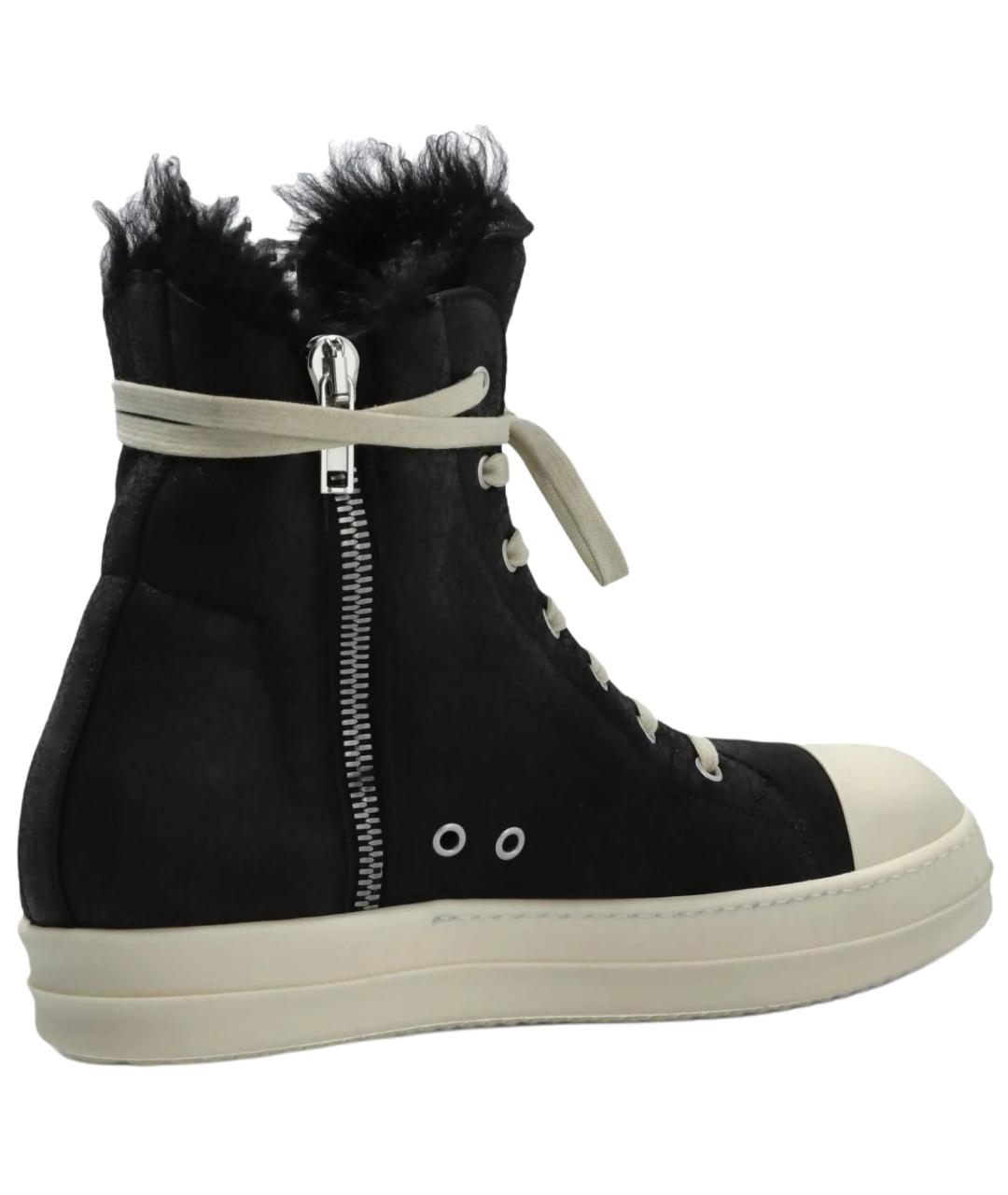 RICK OWENS Черные текстильные низкие кроссовки / кеды, фото 4