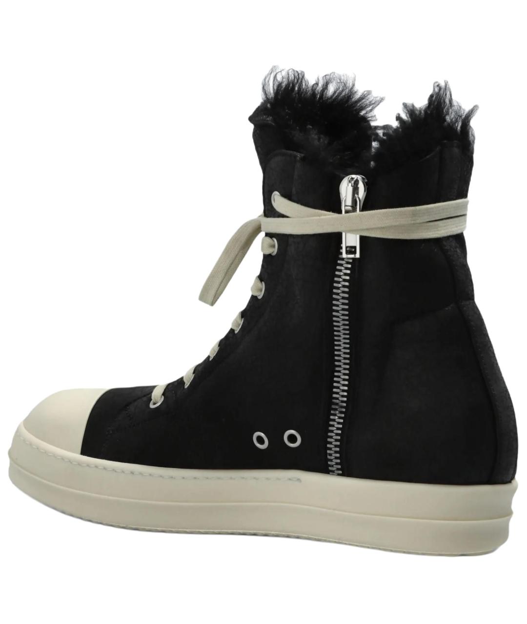 RICK OWENS Черные текстильные низкие кроссовки / кеды, фото 3