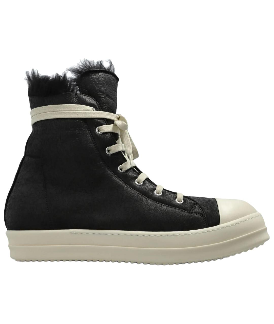 RICK OWENS Черные текстильные низкие кроссовки / кеды, фото 1