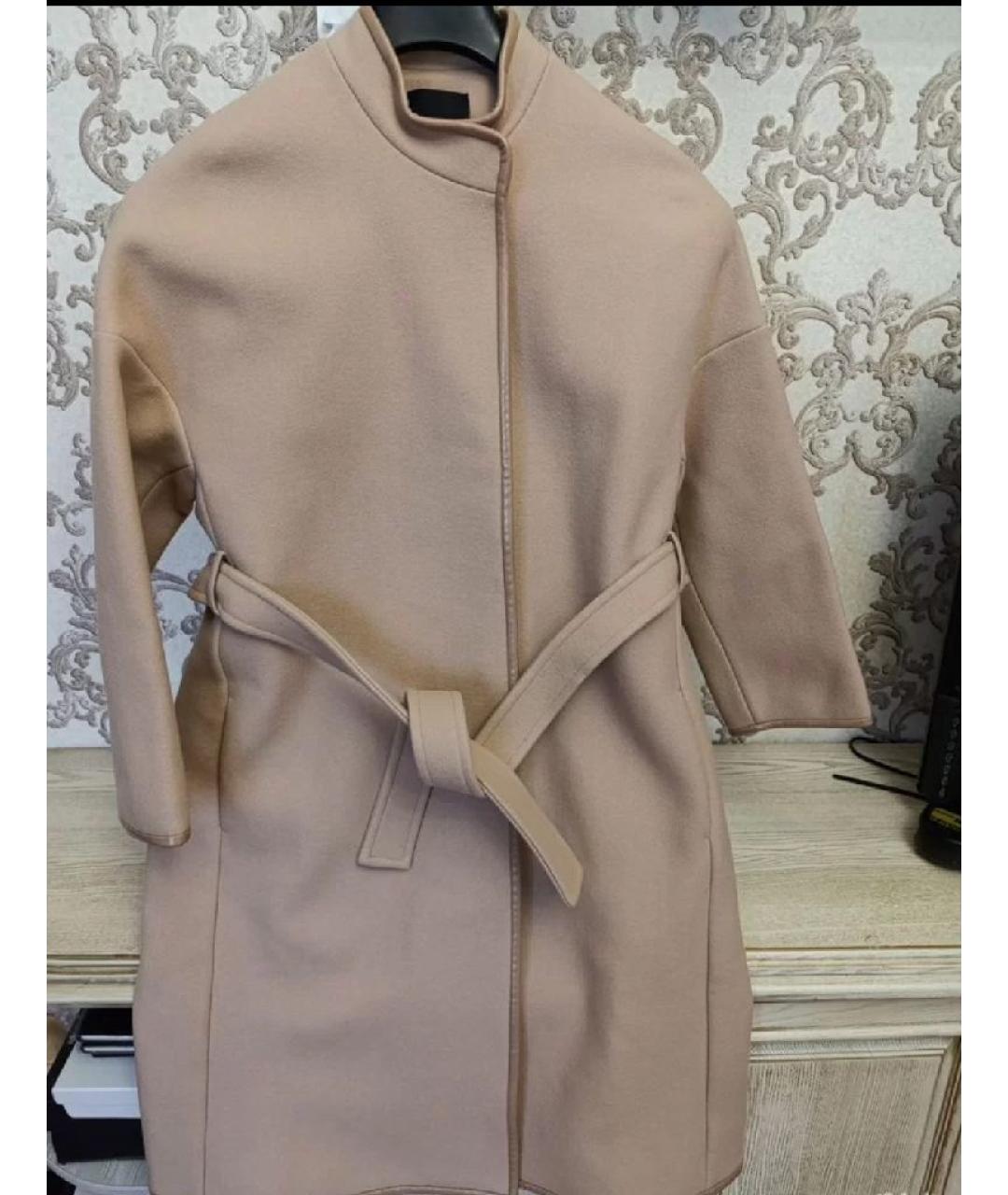 PINKO Бежевое шерстяное пальто, фото 6