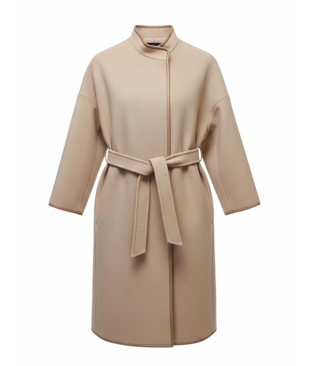 PINKO Бежевое шерстяное пальто, фото 1