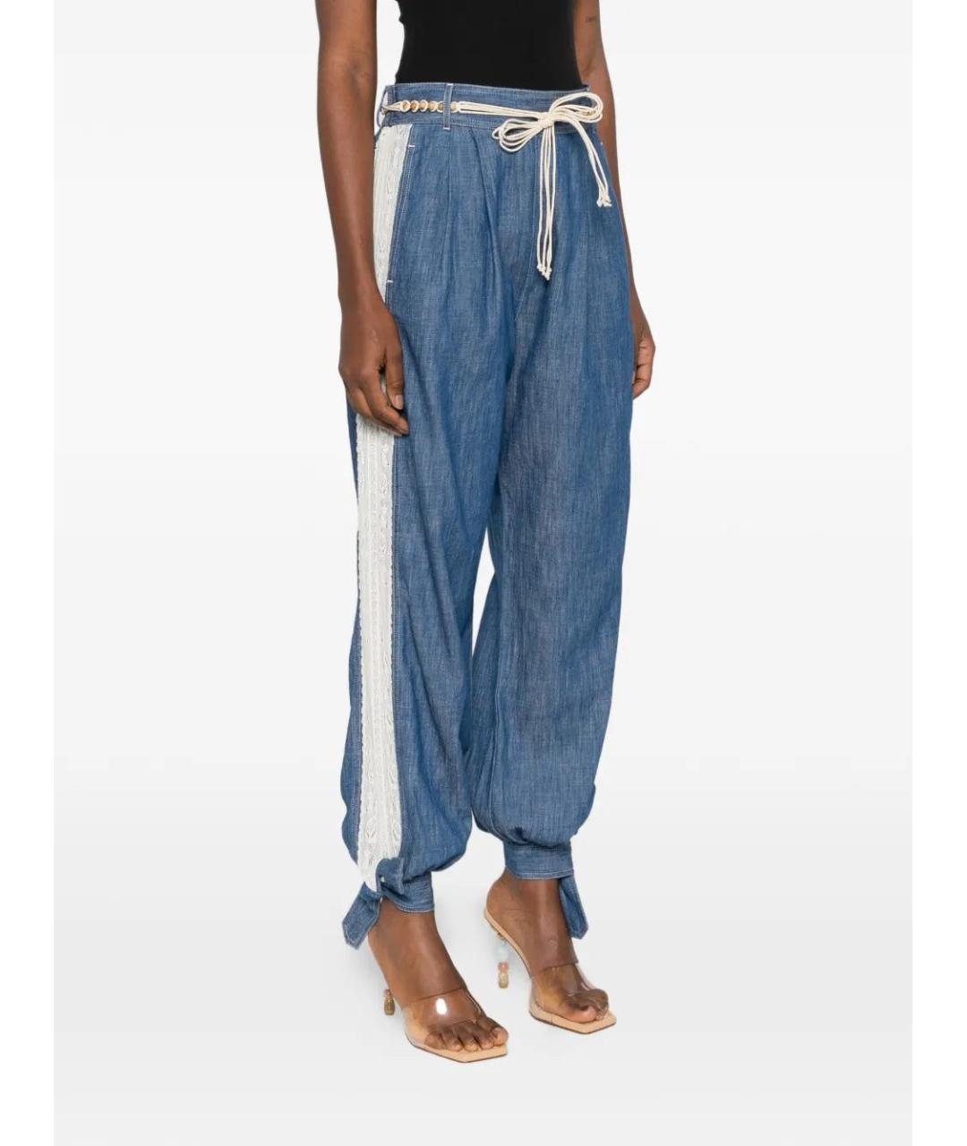 ZIMMERMANN Синие хлопковые прямые брюки, фото 3