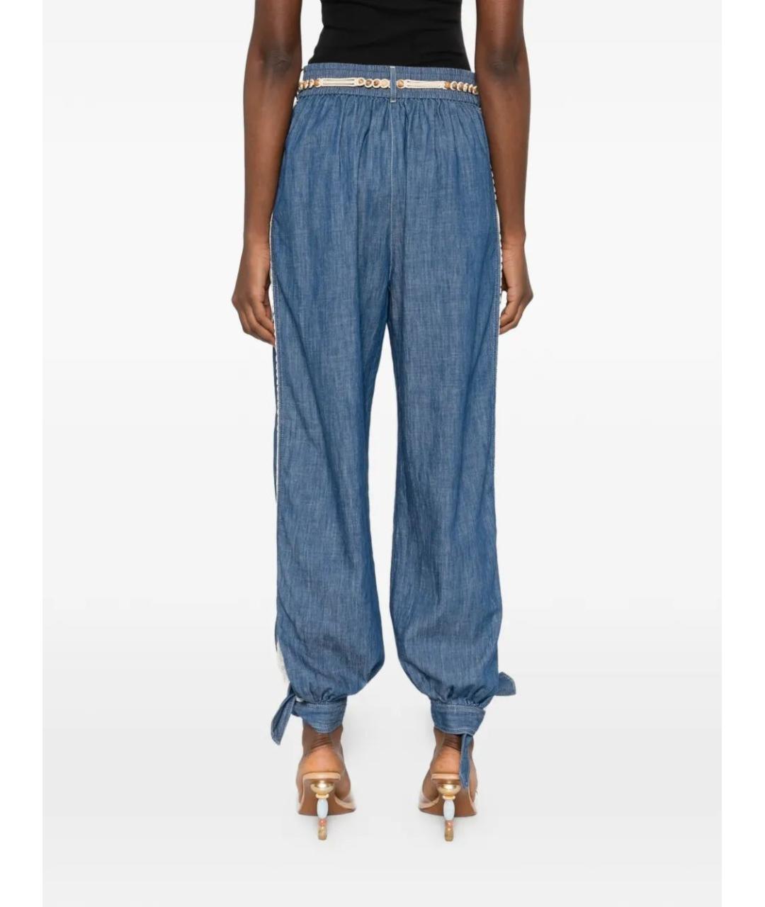ZIMMERMANN Синие хлопковые прямые брюки, фото 4