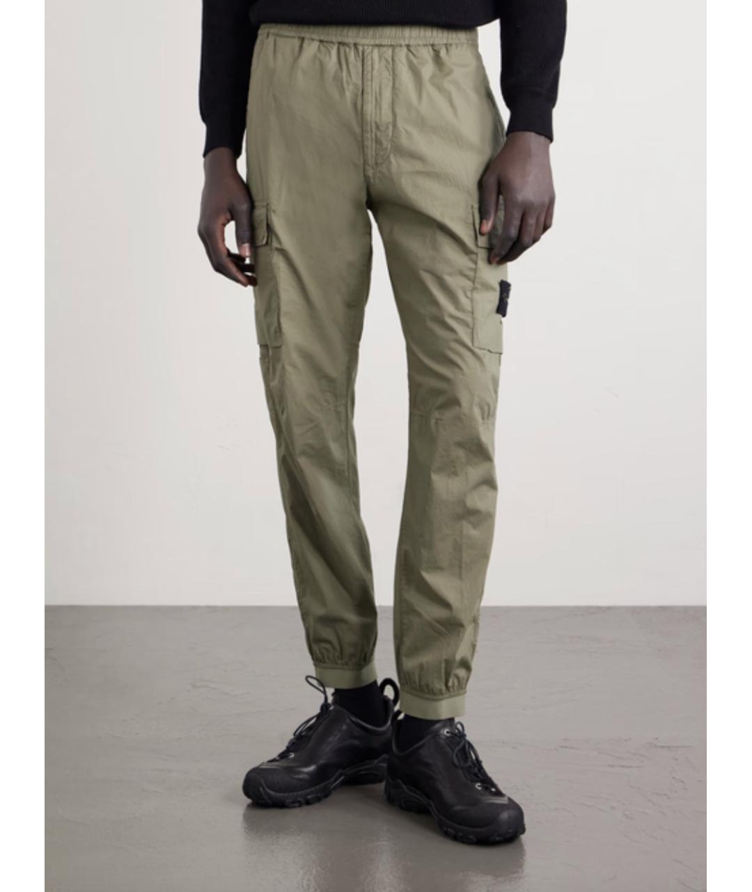 STONE ISLAND Хаки хлопковые повседневные брюки, фото 3