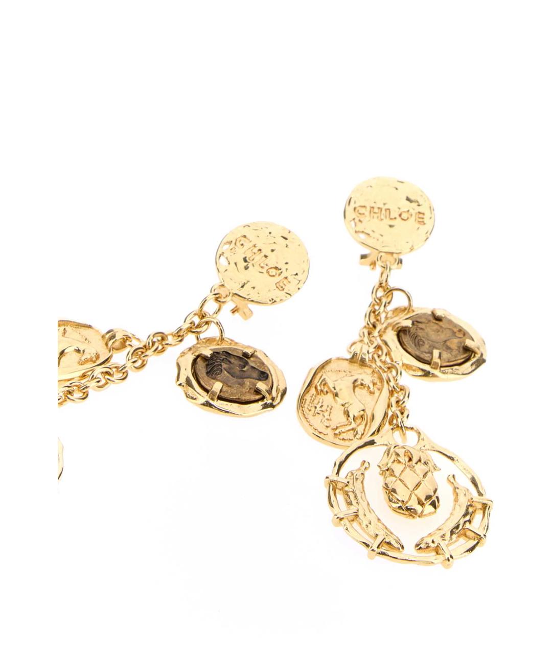 CHLOE Золотые металлические серьги, фото 2