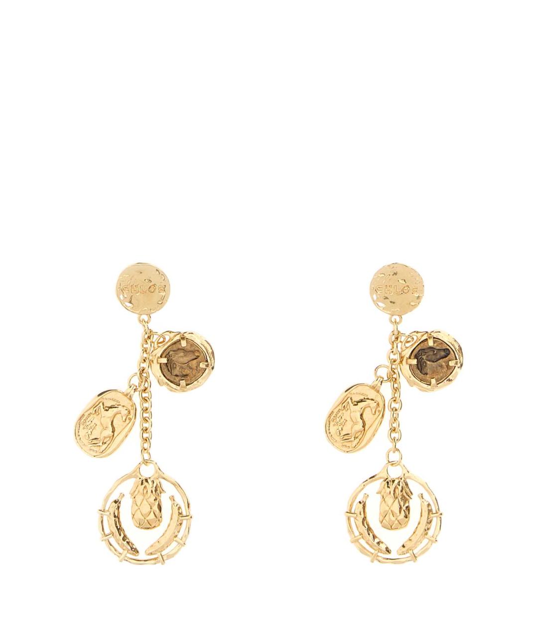 CHLOE Золотые металлические серьги, фото 1