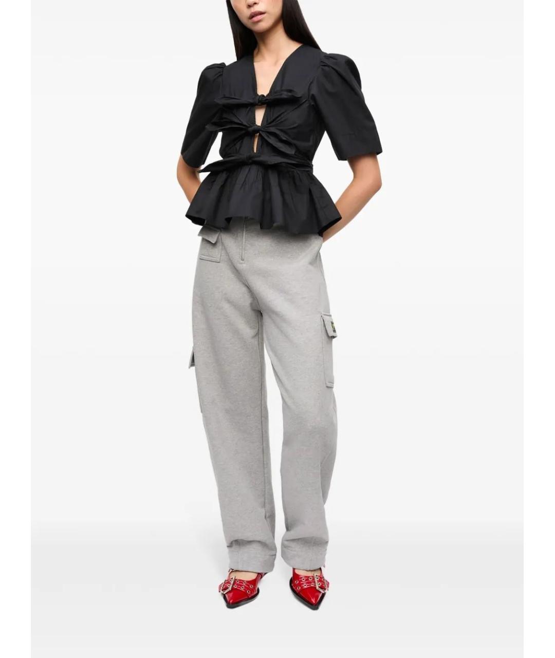 GANNI Черная хлопковая блузы, фото 2