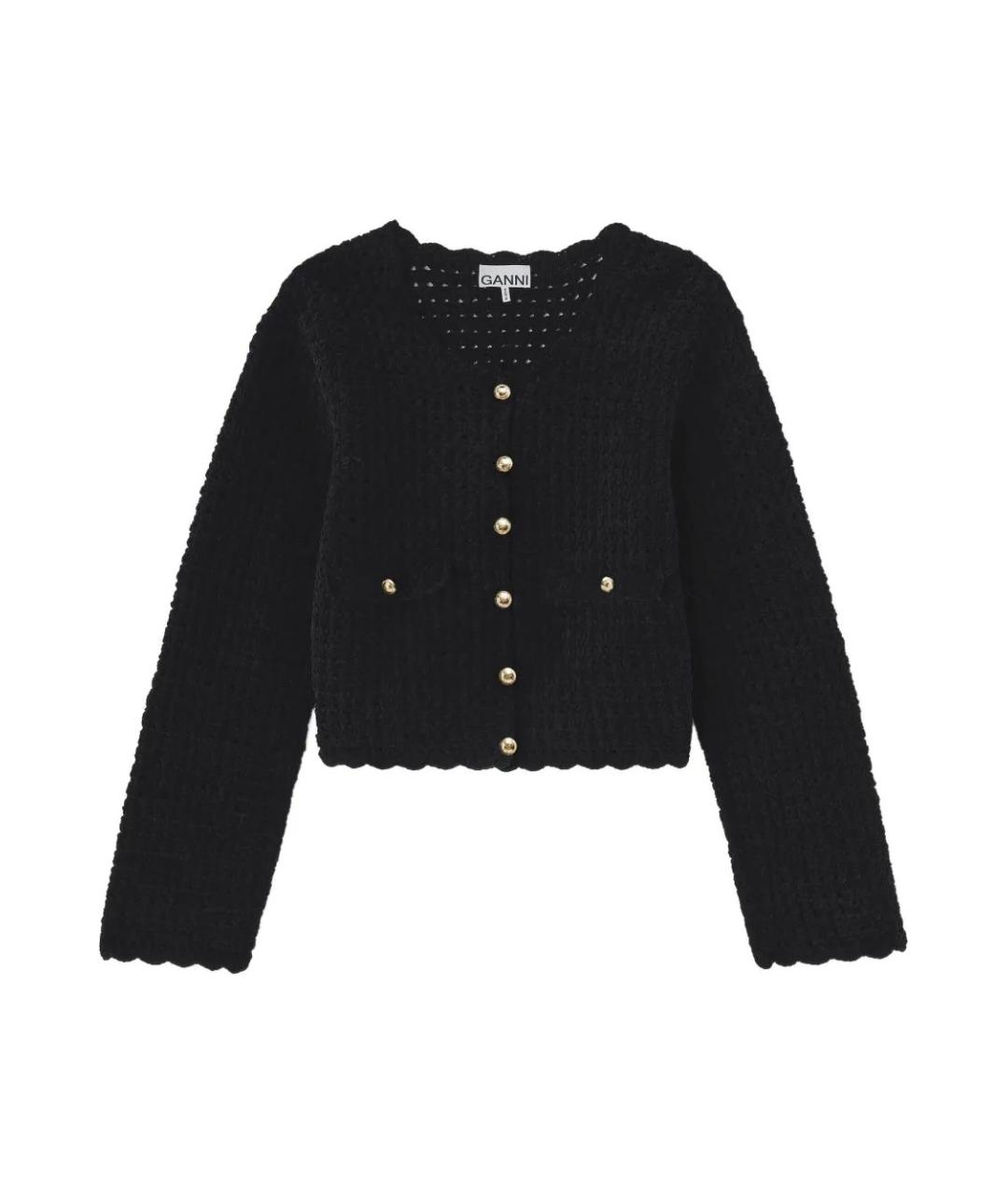 GANNI Черный хлопковый кардиган, фото 1