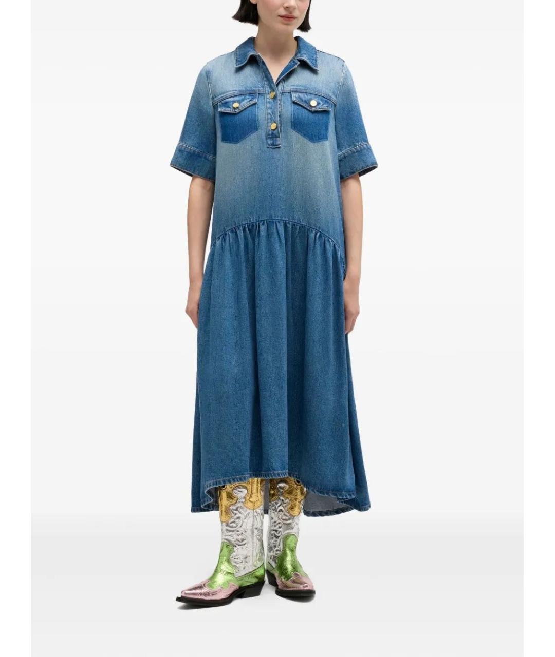 GANNI Синее хлопковое повседневное платье, фото 2