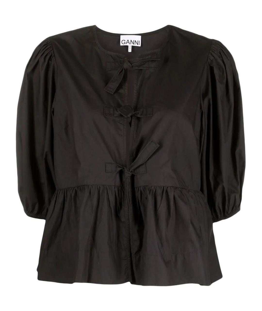 GANNI Черная хлопковая блузы, фото 1