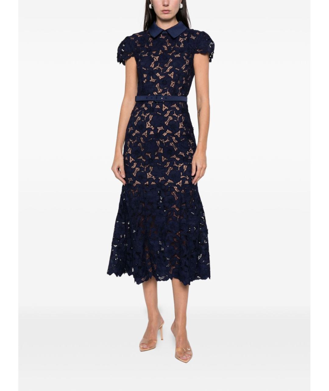 SELF-PORTRAIT Темно-синее полиэстеровое повседневное платье, фото 3