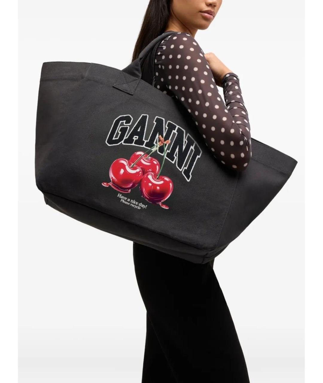 GANNI Черная сумка тоут, фото 2