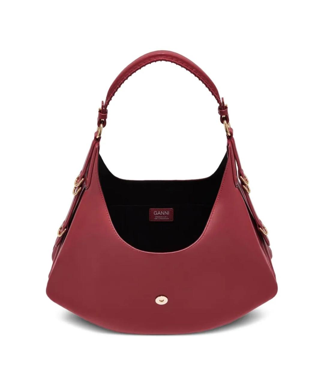 GANNI Бордовая кожаная сумка через плечо, фото 3