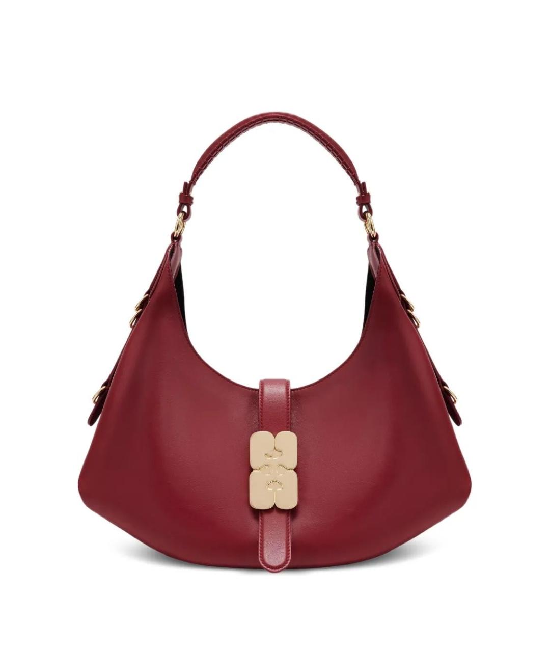 GANNI Бордовая кожаная сумка через плечо, фото 1