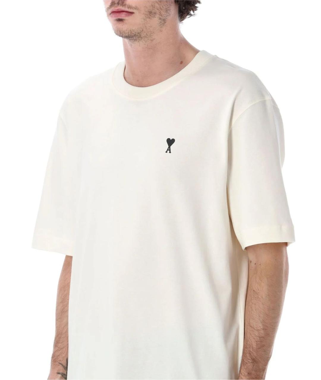 Ami Paris Бежевая хлопковая футболка, фото 3