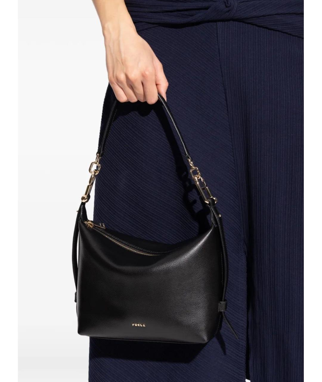 FURLA Черная кожаная сумка через плечо, фото 2
