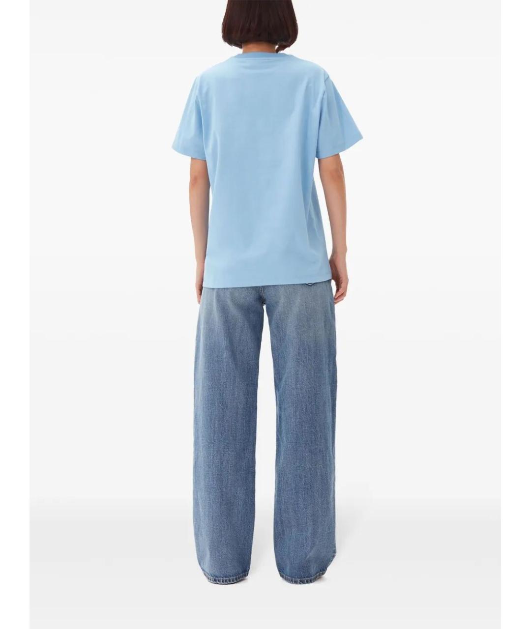 GANNI Голубая хлопковая футболка, фото 5