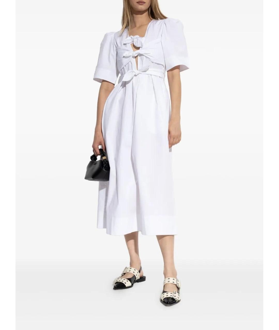 GANNI Белое хлопковое повседневное платье, фото 2