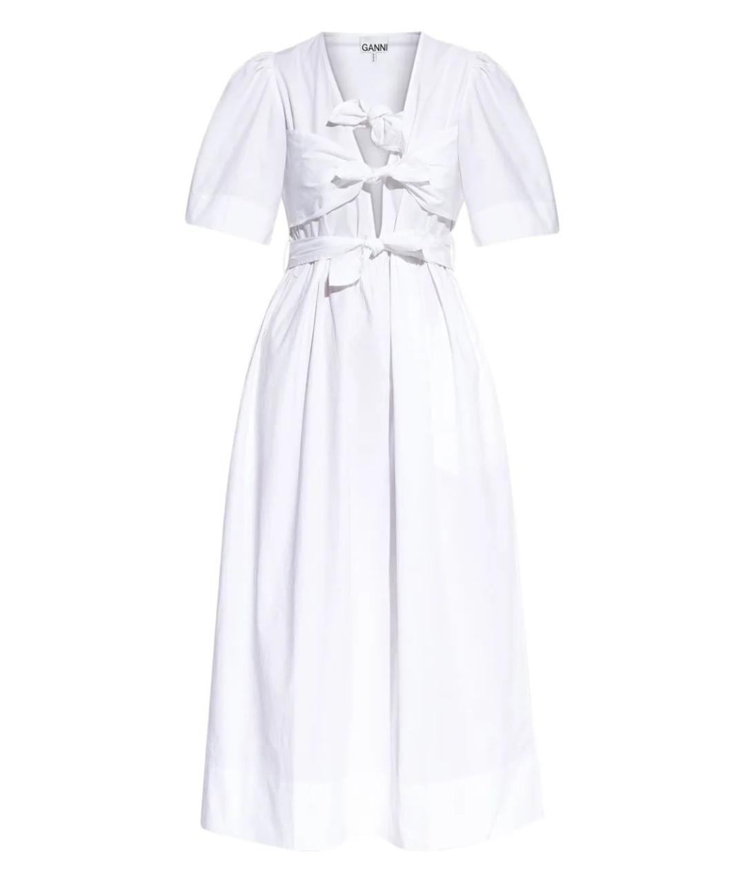 GANNI Белое хлопковое повседневное платье, фото 1