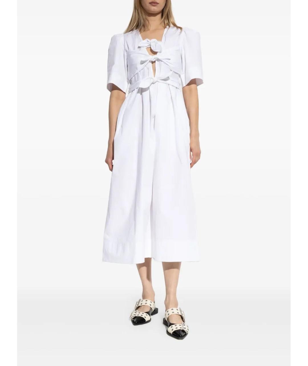 GANNI Белое хлопковое повседневное платье, фото 3