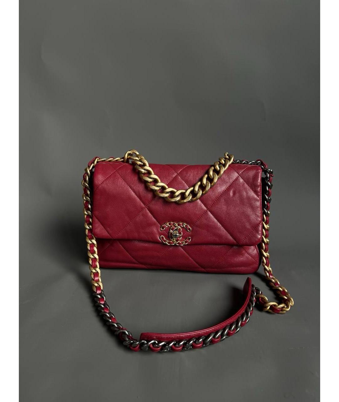 CHANEL Красная кожаная сумка через плечо, фото 5