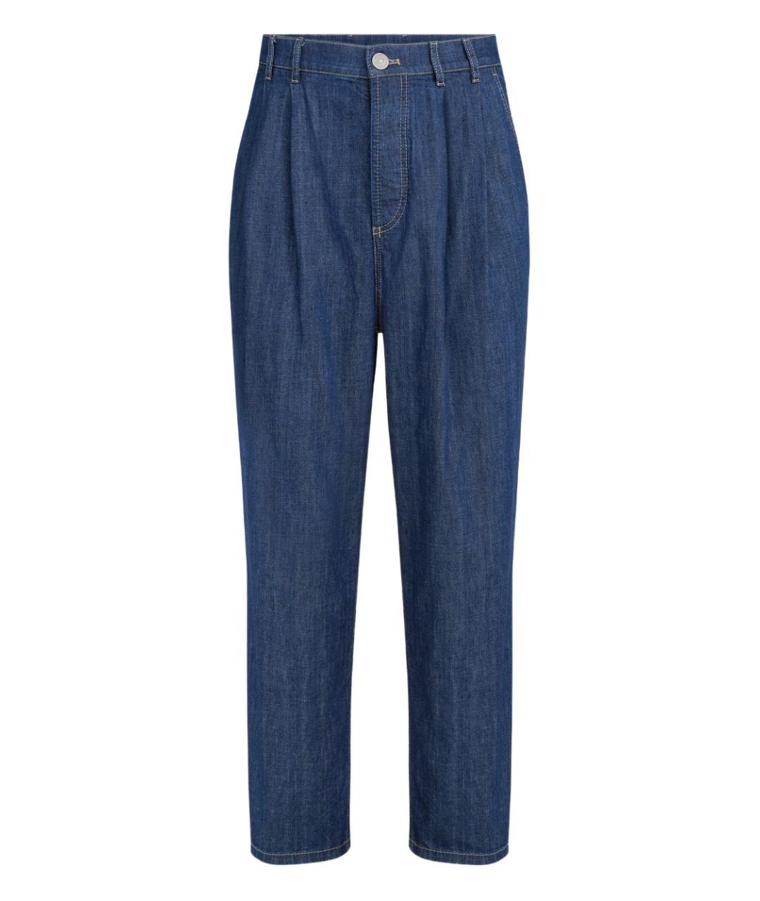 BRUNELLO CUCINELLI Синие хлопковые прямые джинсы, фото 1