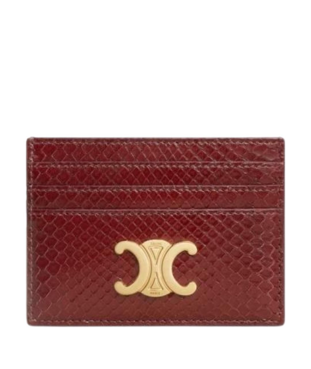 CELINE Бордовый кожаный кардхолдер, фото 1