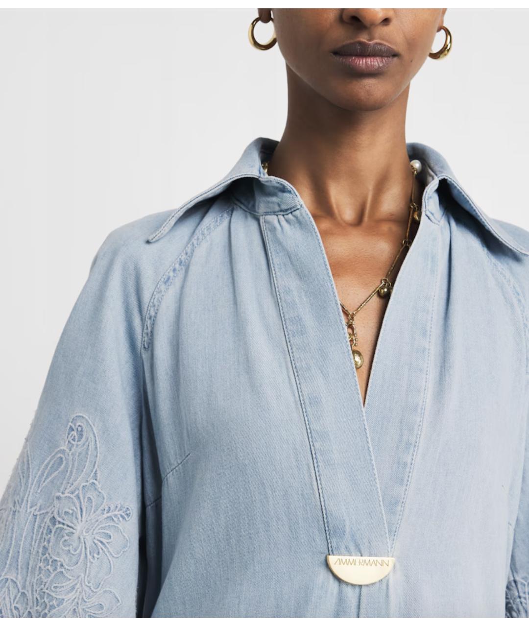 ZIMMERMANN Голубое хлопковое повседневное платье, фото 6