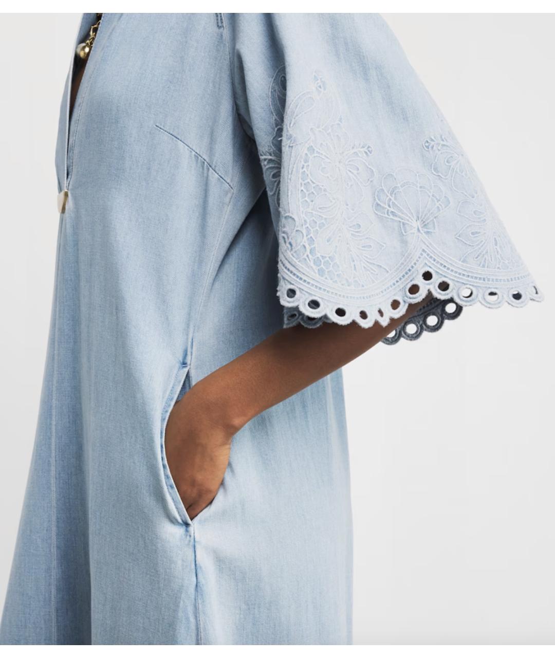 ZIMMERMANN Голубое хлопковое повседневное платье, фото 5
