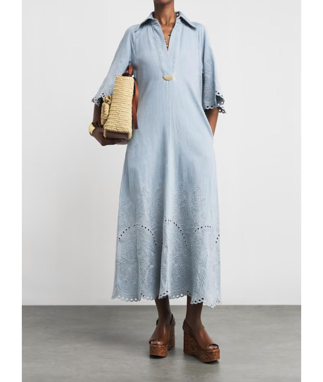 ZIMMERMANN Голубое хлопковое повседневное платье, фото 3