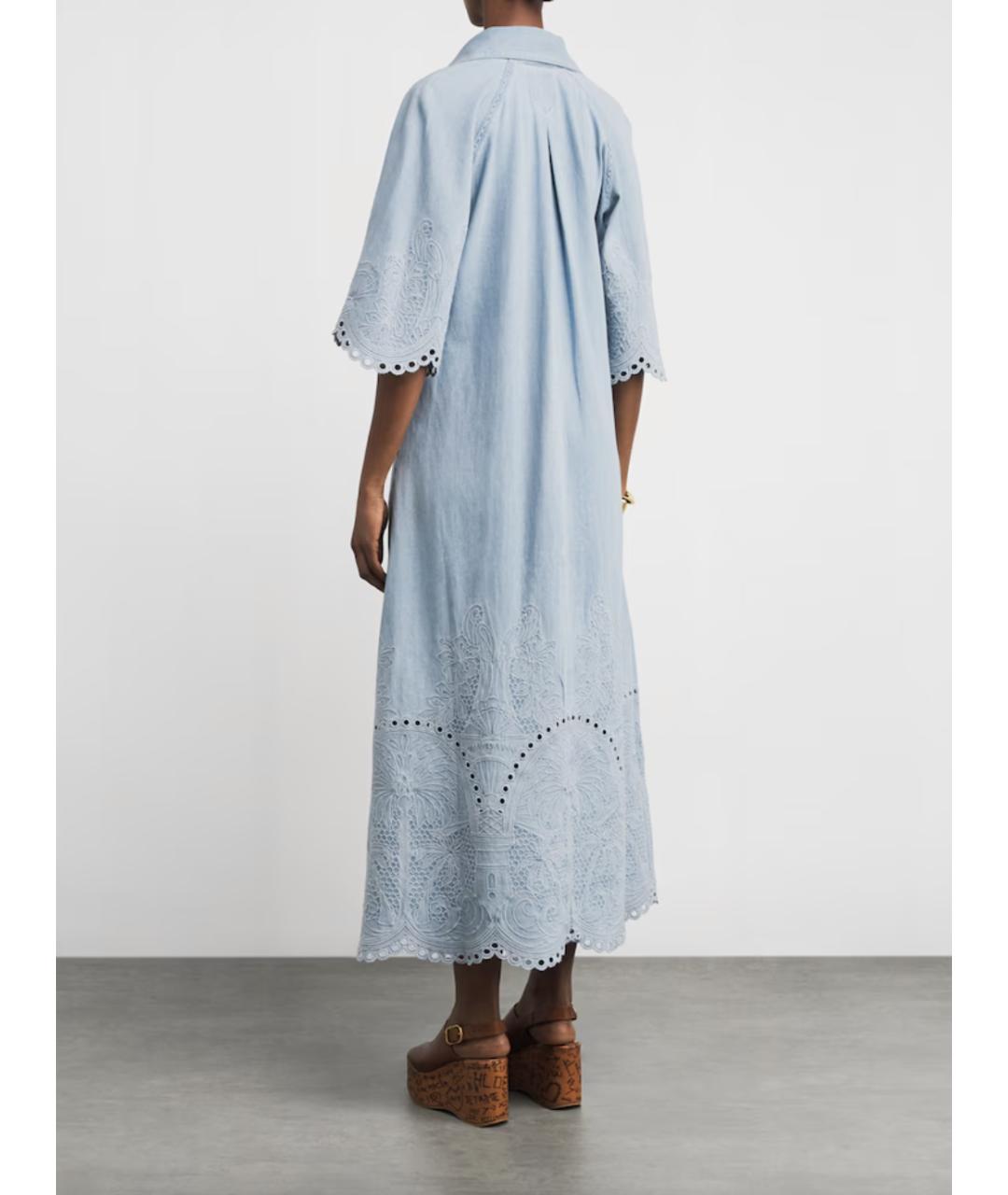 ZIMMERMANN Голубое хлопковое повседневное платье, фото 4