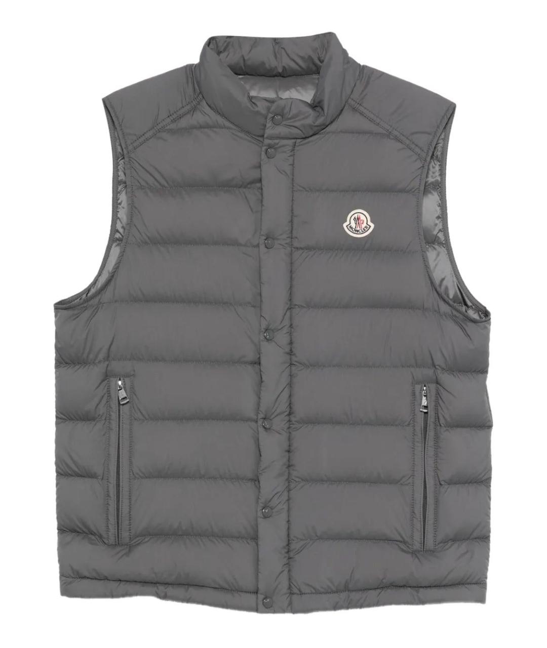 MONCLER Серый полиамидовый жилет, фото 1
