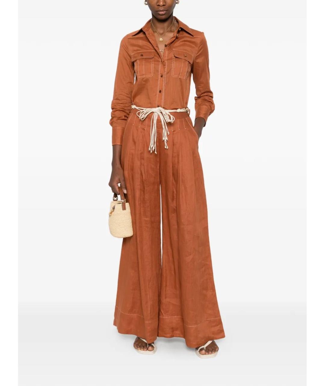 ZIMMERMANN Оранжевая хлопковая рубашка, фото 2