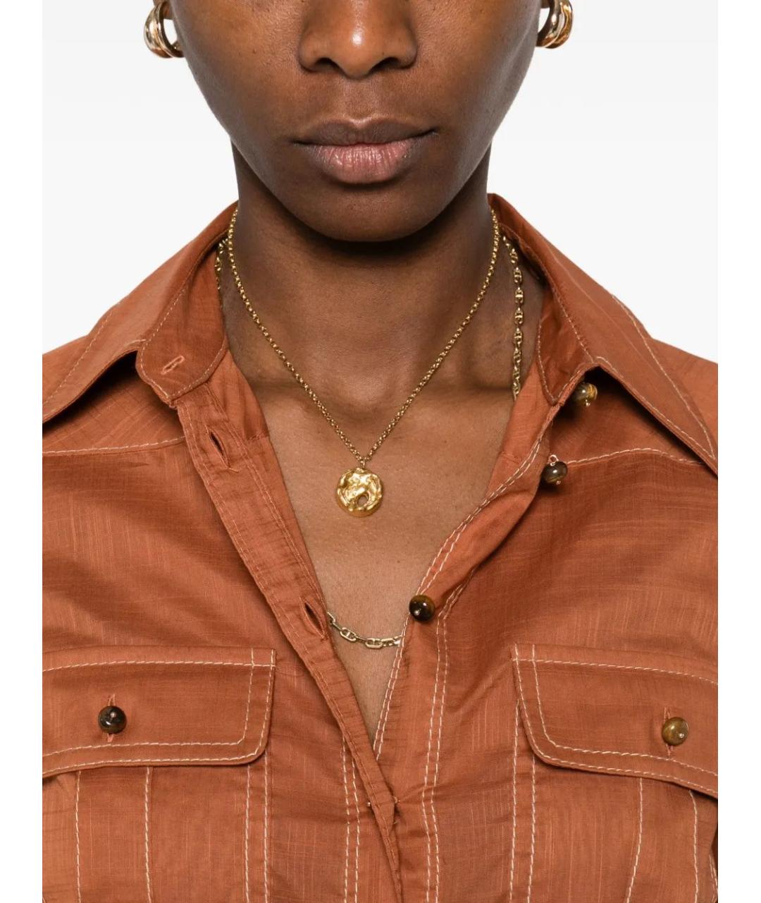 ZIMMERMANN Оранжевая хлопковая рубашка, фото 5