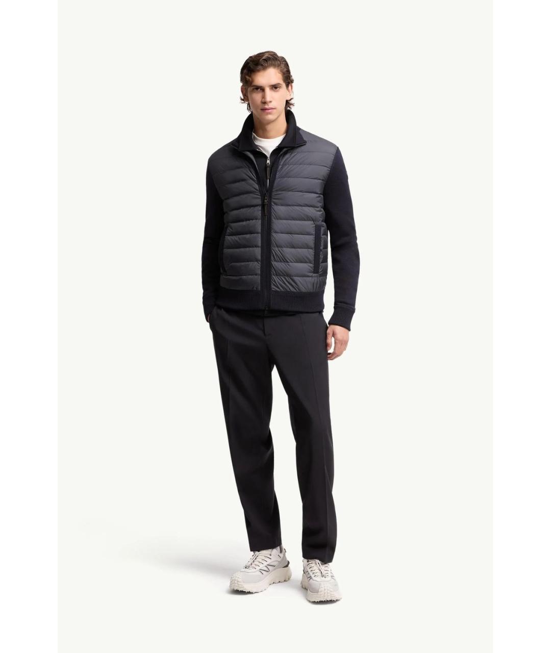 MONCLER Темно-синий полиэстеровый кардиган, фото 2