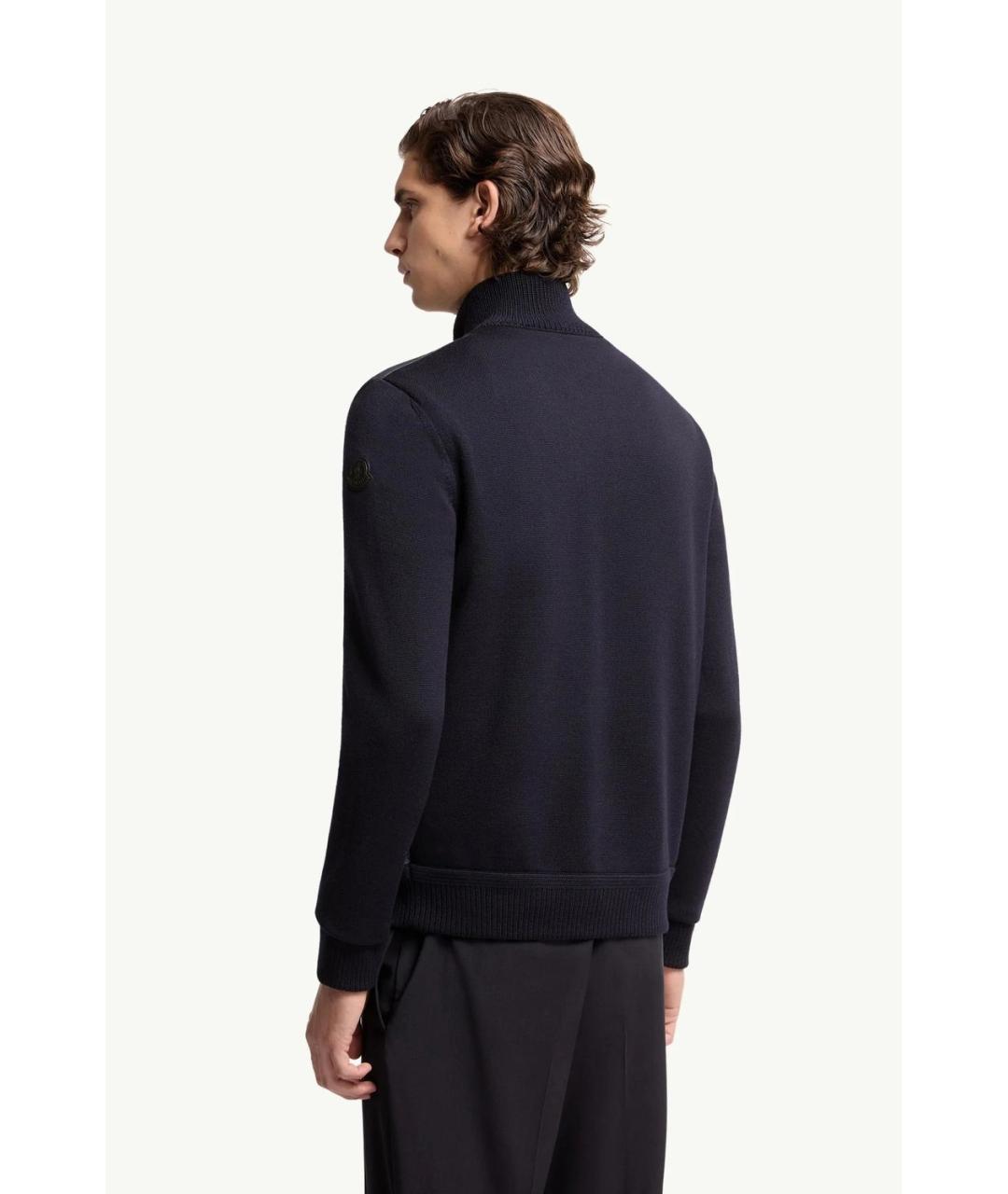 MONCLER Темно-синий полиэстеровый кардиган, фото 5