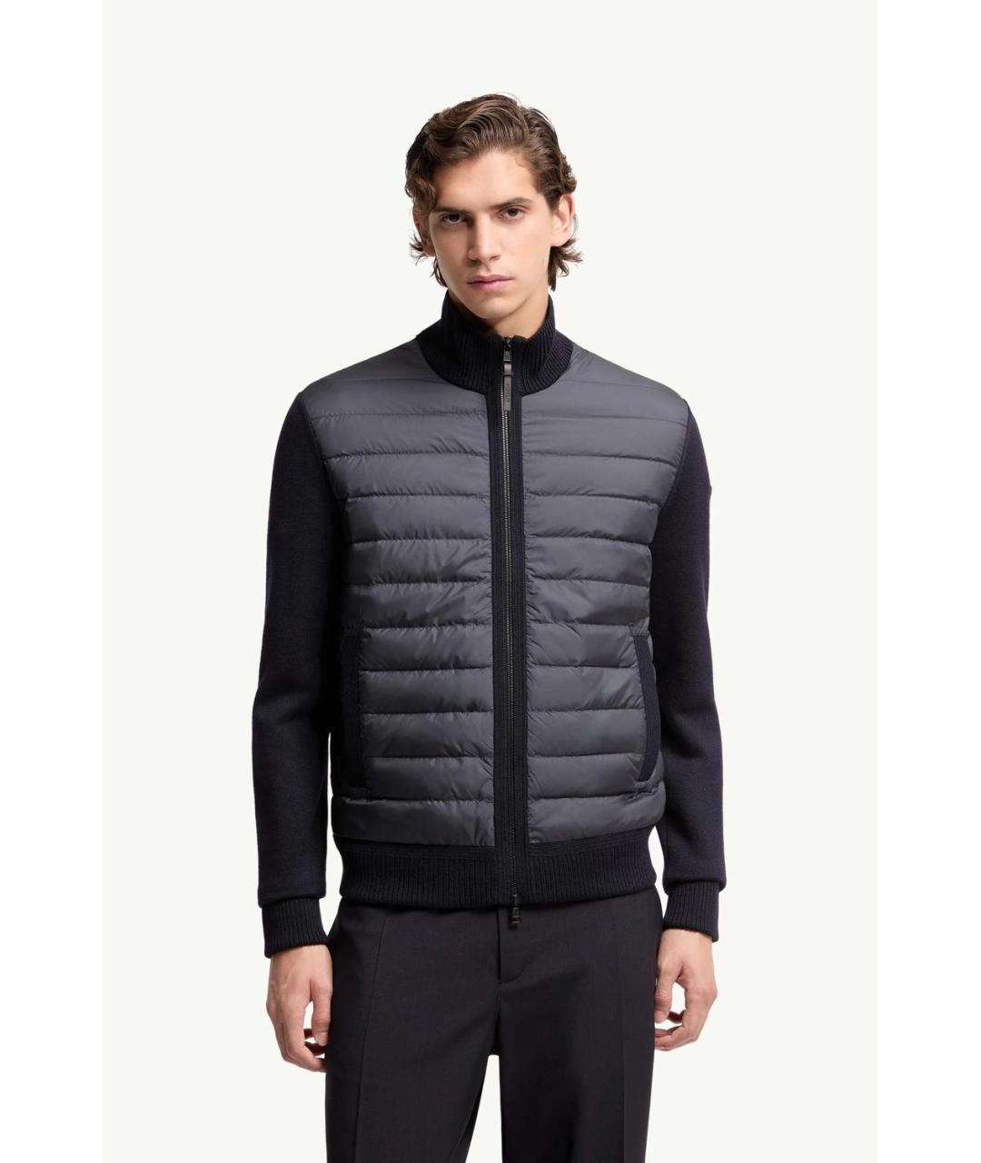 MONCLER Темно-синий полиэстеровый кардиган, фото 4