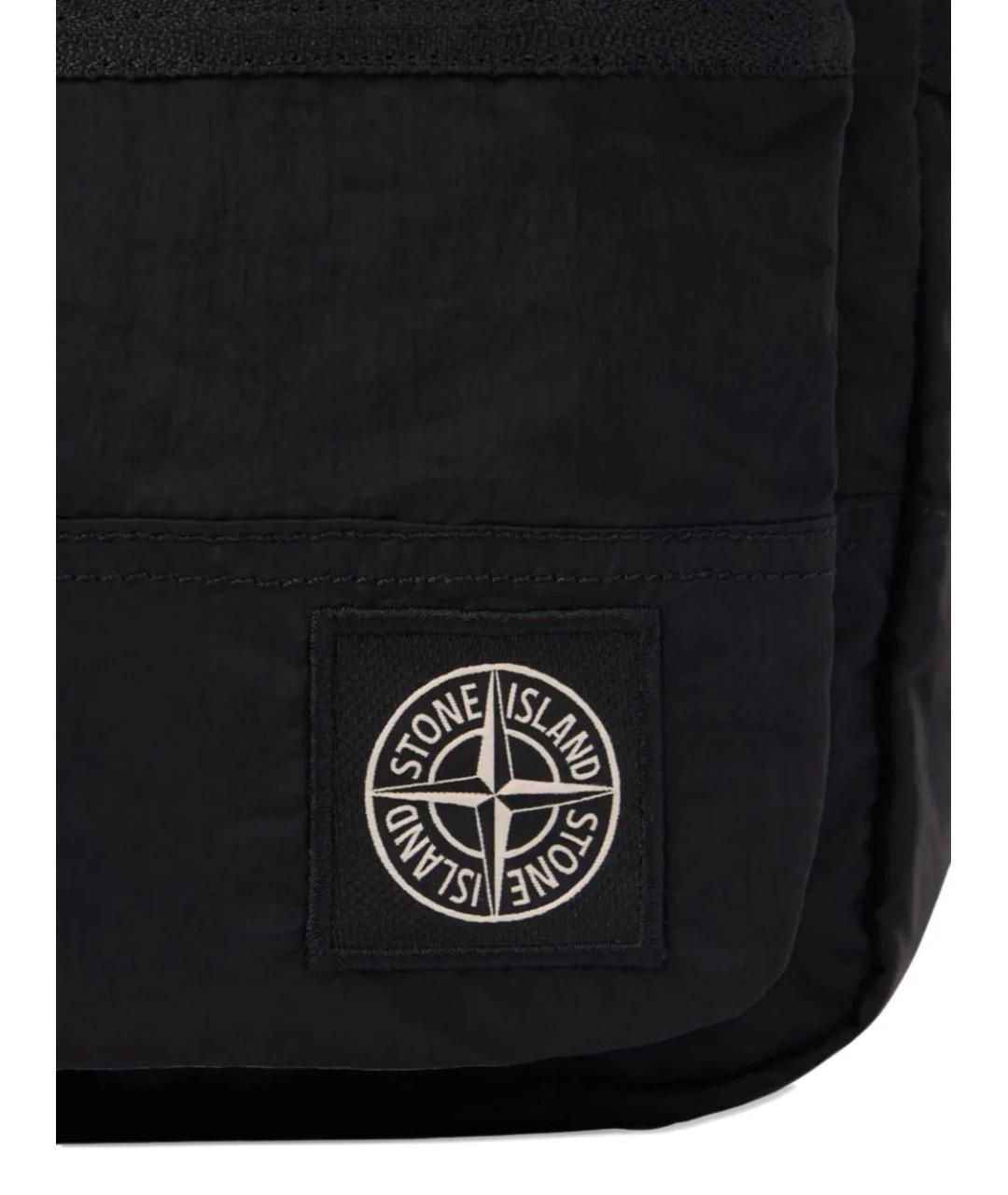 STONE ISLAND Черная тканевая сумка на плечо, фото 4