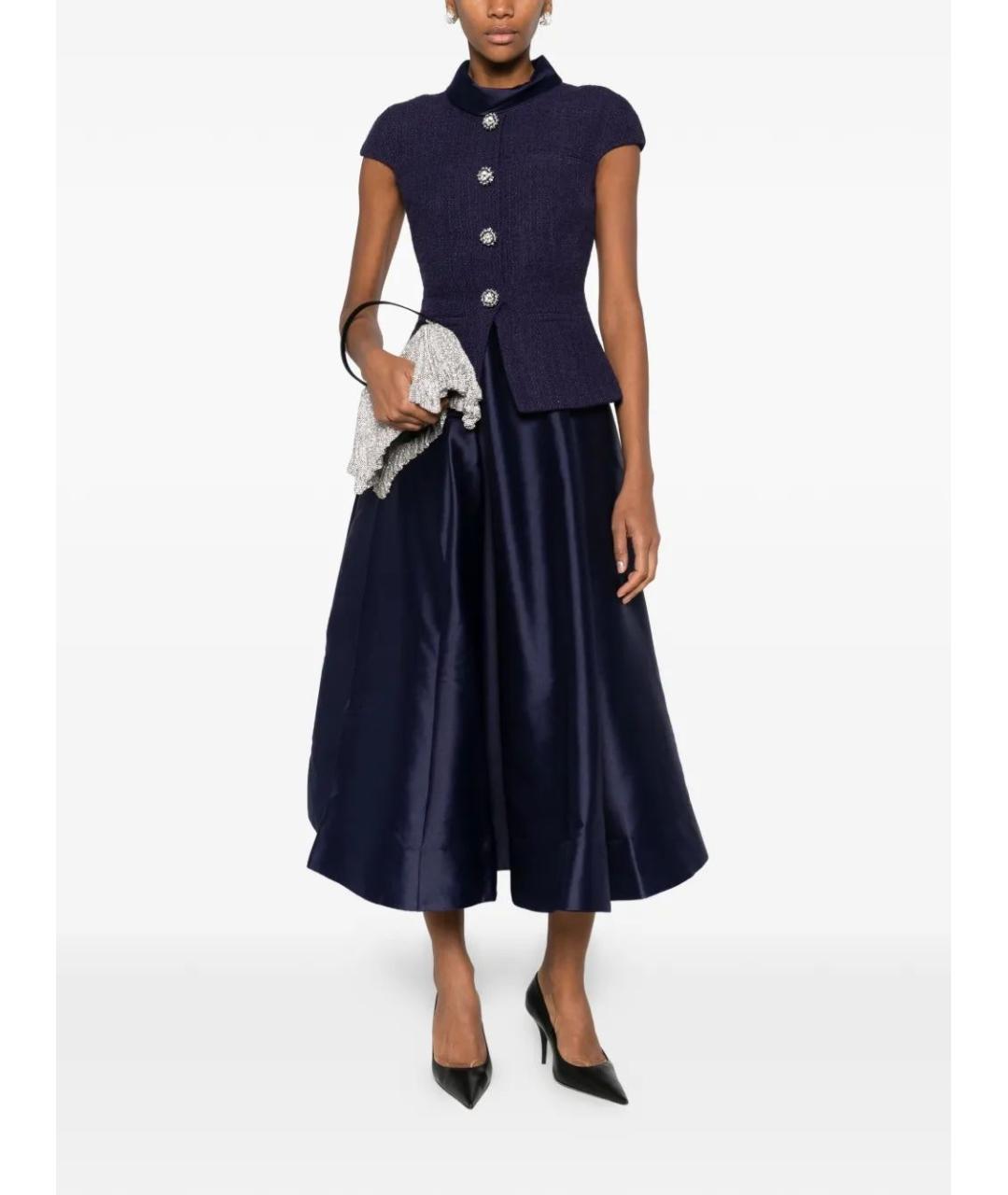 SELF-PORTRAIT Темно-синее полиэстеровое повседневное платье, фото 2