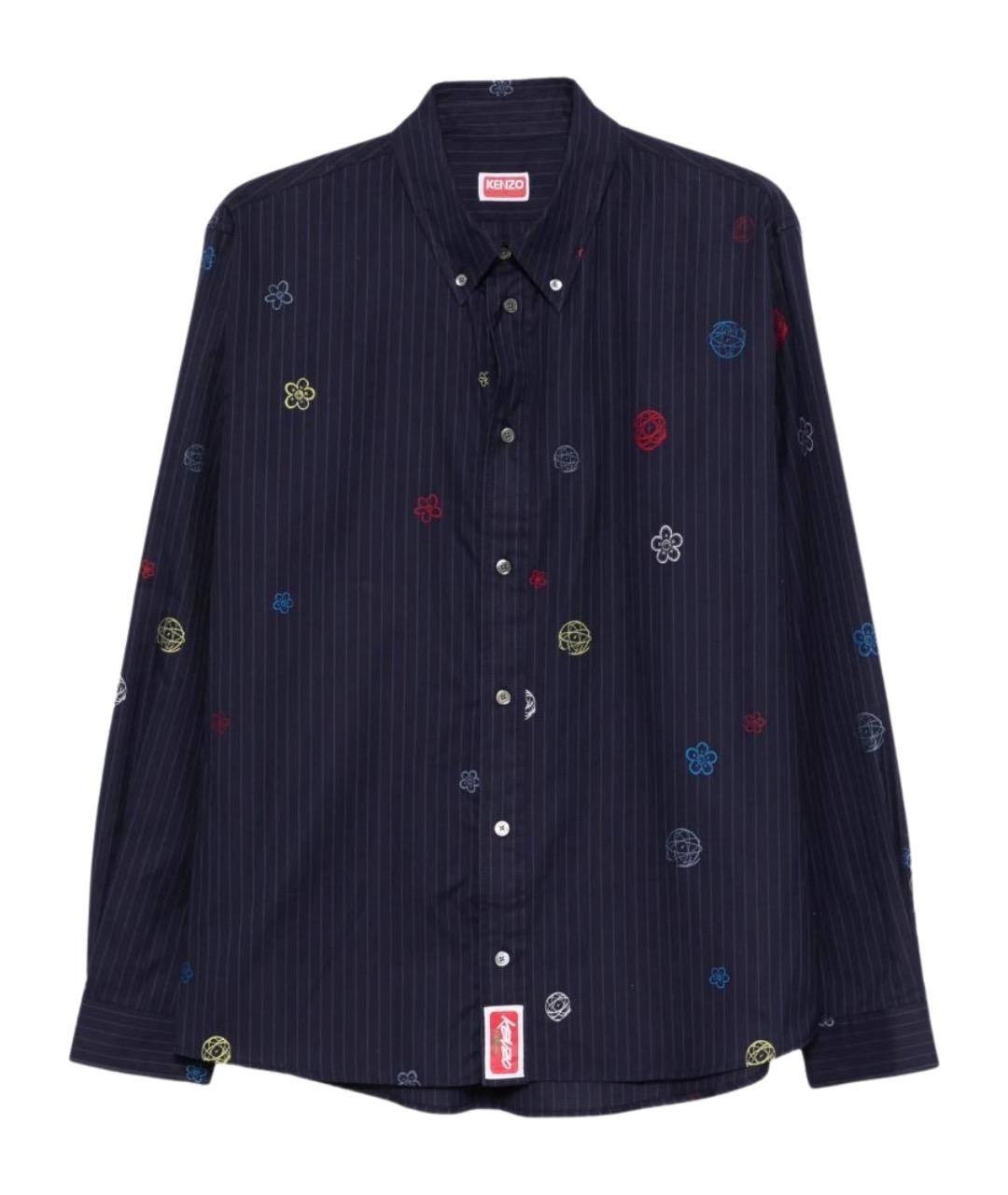 KENZO Темно-синяя хлопковая кэжуал рубашка, фото 1