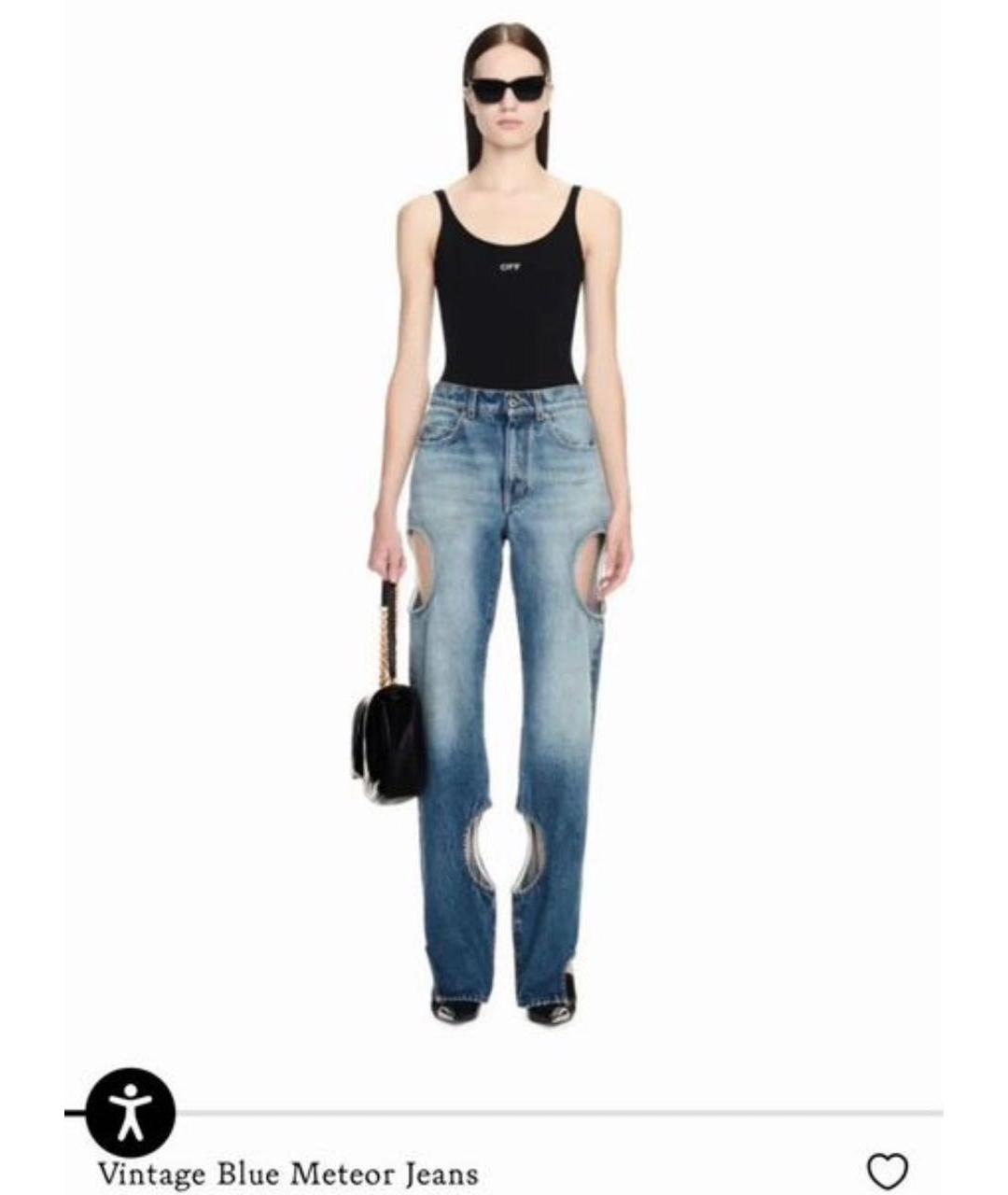 OFF-WHITE Синие хлопковые прямые джинсы, фото 6