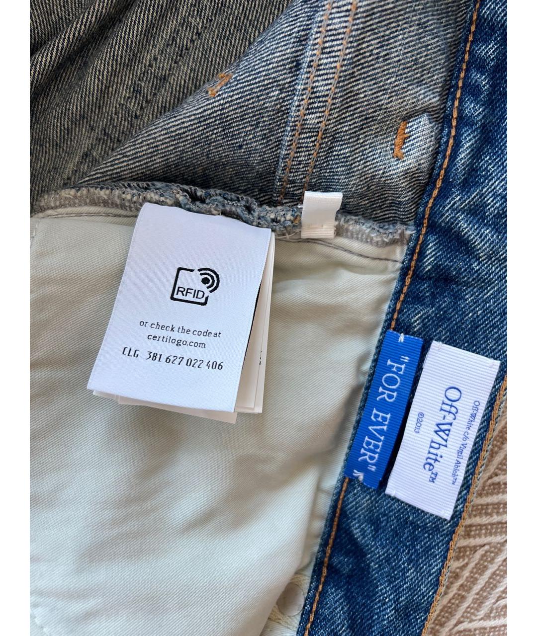 OFF-WHITE Синие хлопковые прямые джинсы, фото 3