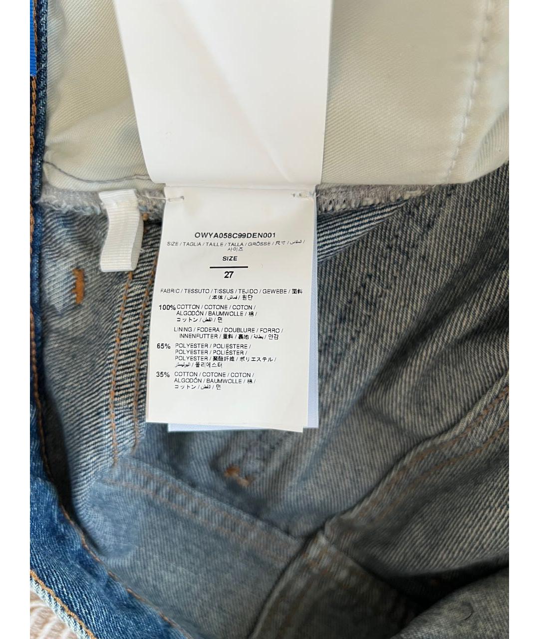 OFF-WHITE Синие хлопковые прямые джинсы, фото 5