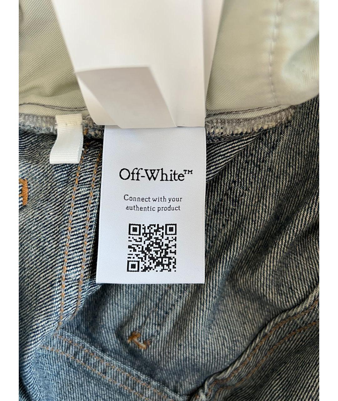 OFF-WHITE Синие хлопковые прямые джинсы, фото 4